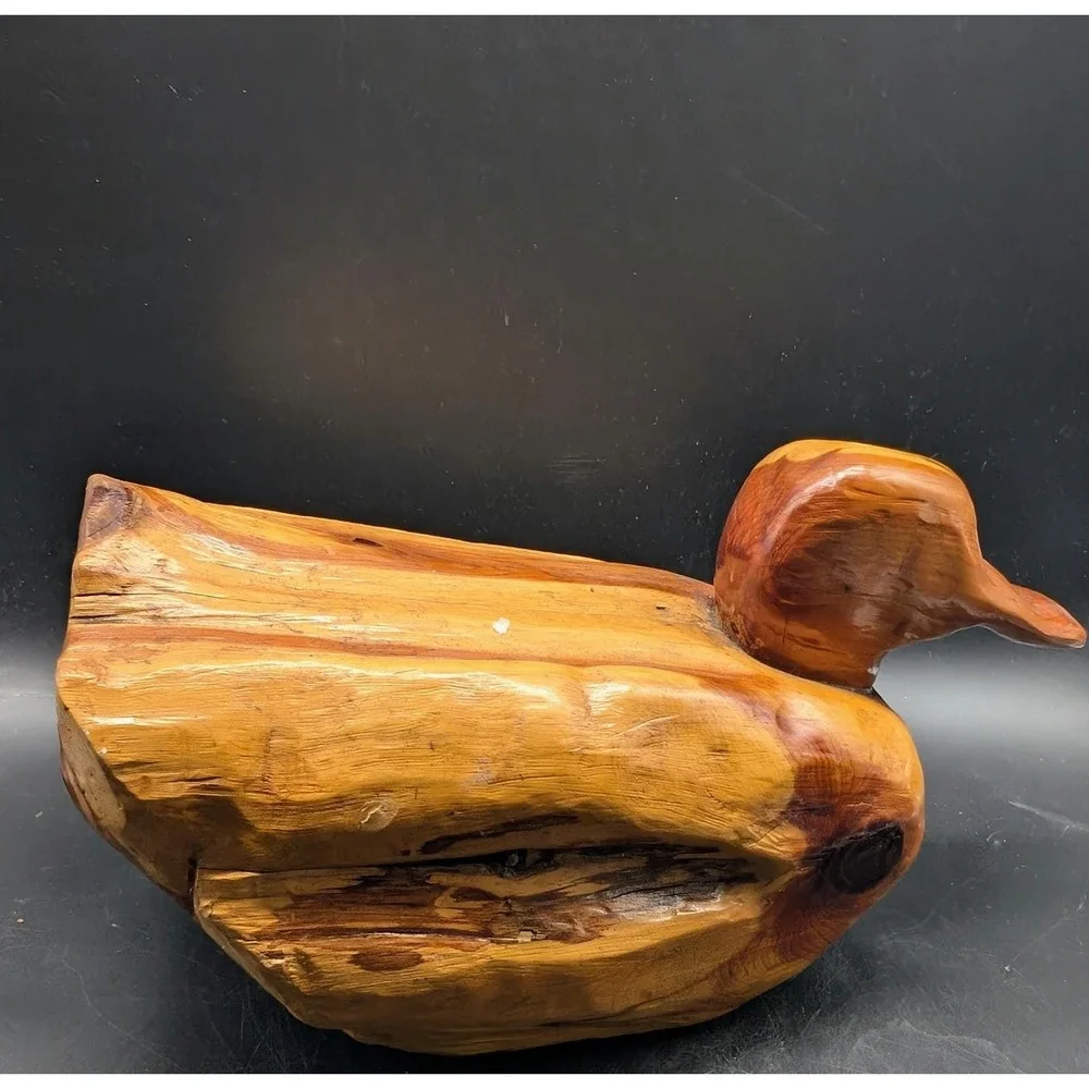 Vintage Hand Carved Cedar Wood Duck Decoy‎ Rustic Primitive Folk Art Lodge Decor